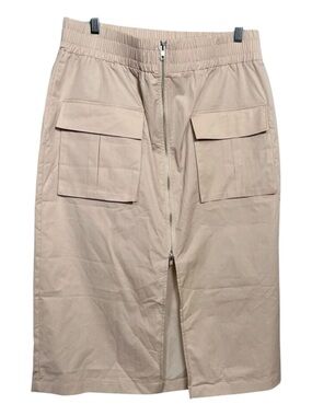 NWOT Abercrombie & Fitch Cargo Utility Midi Skirt L Tall Tan‎ Zip Front